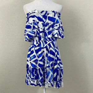 NWT Sofia blue ruffle strapless mini dress size small